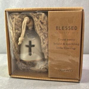 Demdaco Blessed Ceramic Bell with Cross-shaped cutout
